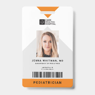 Crachá ID do Funcionarios Médico de Seta + Código de Ba