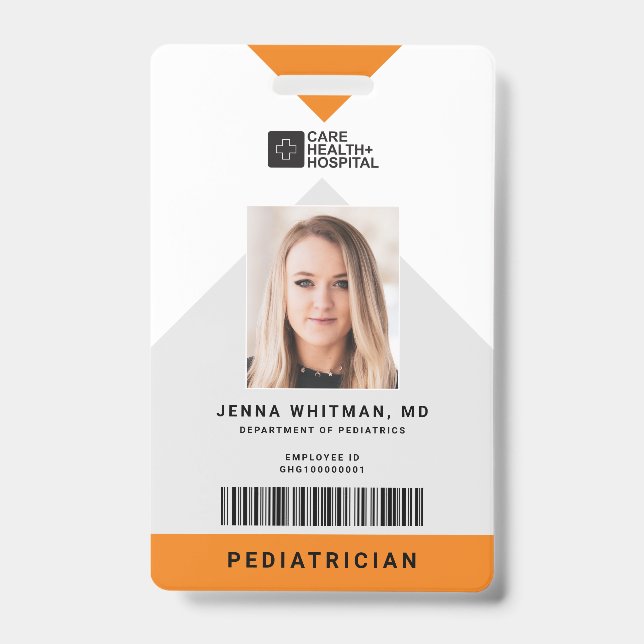 Crachá ID do Funcionarios Médico de Seta + Código de Barr (Frente)