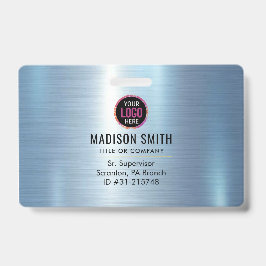 Crachá ID do logotipo da empresa METAL - Funcionário