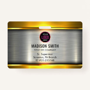 Crachá ID do logotipo da empresa METAL - Funcionário