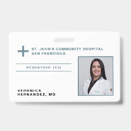 Crachá ID do logotipo do médico da Cinza azul do hospital