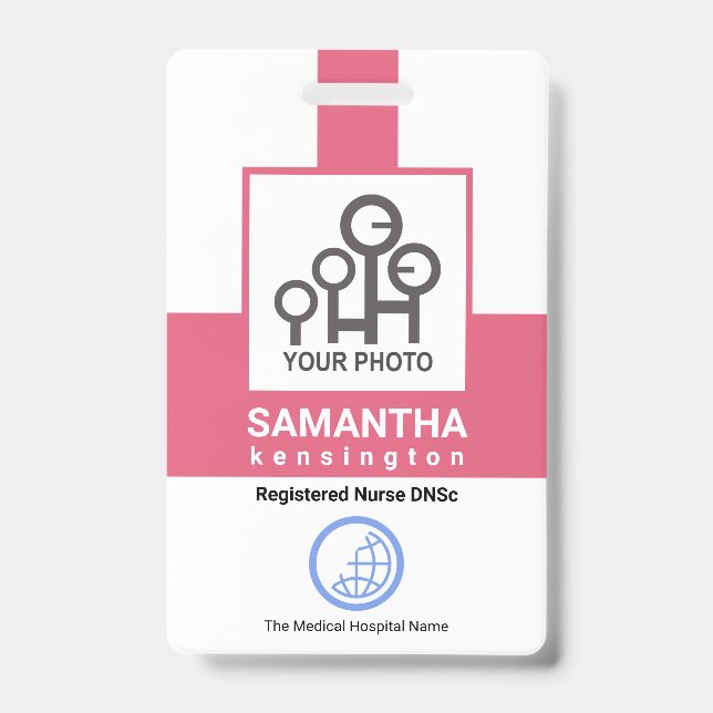 Crachá ID do Modelo de Fotografia de Enfermeiro de Funcio (Frente)
