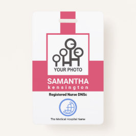 Crachá ID do Modelo de Fotografia de Enfermeiro de Funcio