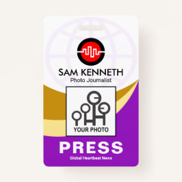 Crachá ID do Modelo de Fotografia de Impressão de Ondas d