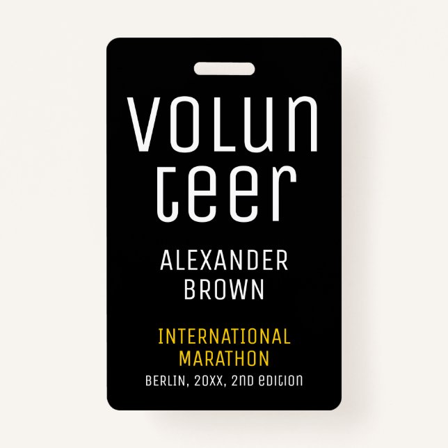 Crachá ID do nome do código QR do Voluntário de Eventos P (Frente)