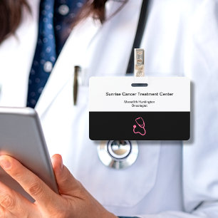 Crachá ID do Nome Médico do Oncologista do Hospital Canc