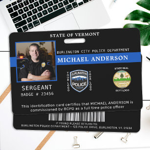 Crachá ID do Oficial de Foto do Departamento de Polícia