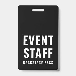 Crachá ID do Passe de Bastidores da Equipe do Evento em Q