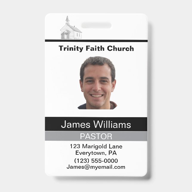 Crachá ID do Pastor Personalizado (Frente)