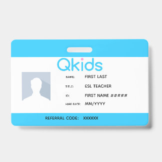 Crachá ID do professor QKids ESL