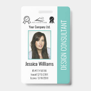 Crachá ID do Teal do Funcionário Corporativo Personalizad