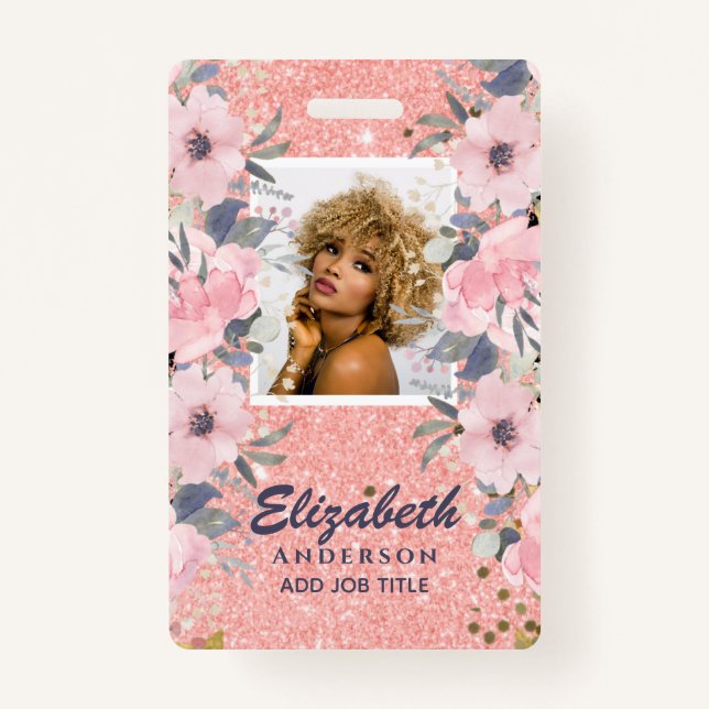 Crachá ID FOTO - Funcionário VIP Passa Flores Glitter Gir (Frente)