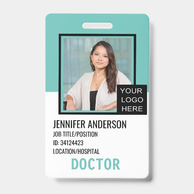 Crachá ID Médico Hospitalar com Logotipo (Frente)