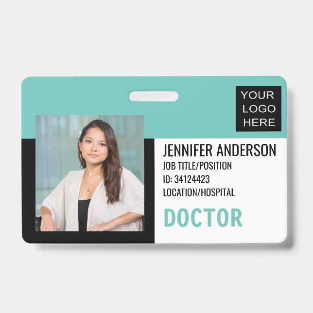 Crachá ID Médico Hospitalar com Logotipo (Frente)