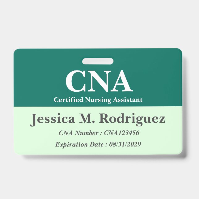 Crachá ID ou nome profissional de CNA (Frente)