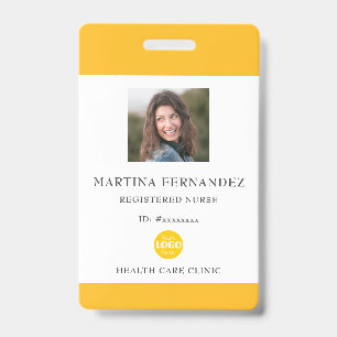 Crachá ID personalizado amarelo de enfermeira registrada