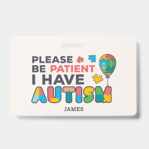 Crachá ID Personalizado Eu Tenho Autismo