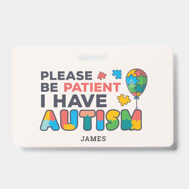 Crachá ID Personalizado Eu Tenho Autismo (Frente)