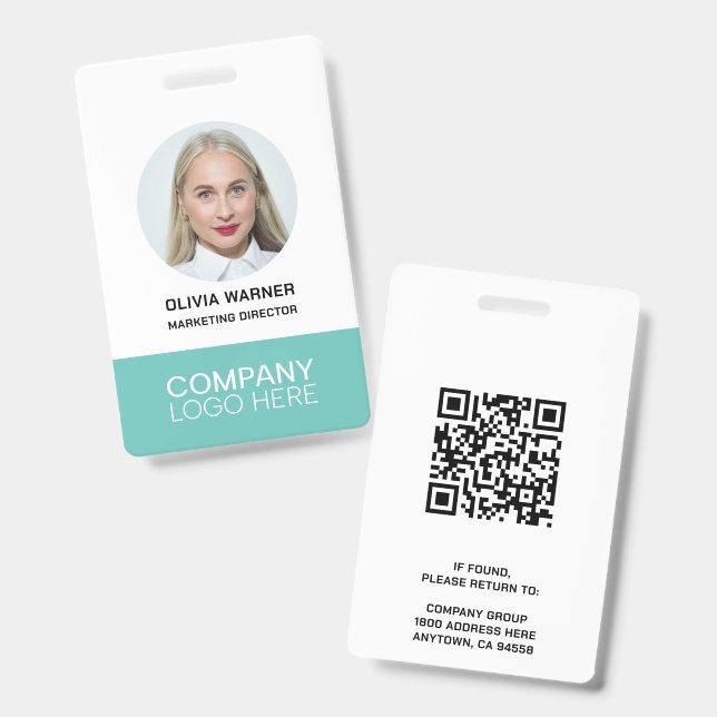 Crachá ID personalizado Foto do funcionário QR CODE LOGO  (Frente e verso)