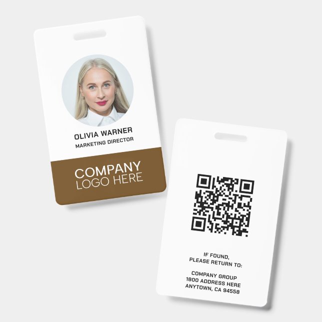 Crachá ID personalizado Fotografia do funcionário QR CODE (Frente e verso)