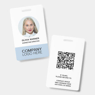 Crachá ID Personalizado Funcionário Foto QR CODE LOGO AZU