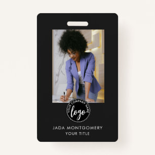 Crachá ID preto do logotipo da foto moderna