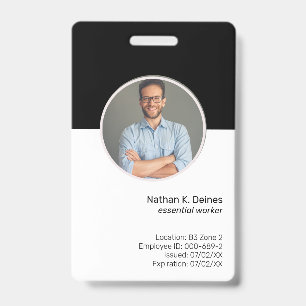 Crachá ID Preto   Segurança da empresa para identificaç