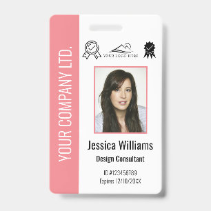Crachá ID Rosa Personalizado Corporativo Certificado para
