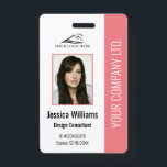 Crachá ID rosa personalizado do funcionário corporativo m<br><div class="desc">Personalize facilmente este crachá de identificação de foto de funcionário profissional cor-de-rosa com seus detalhes personalizados.</div>
