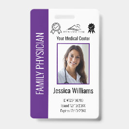 Crachá ID Roxo de Foto do Funcionário Médico do Hospital