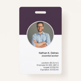 Crachá ID Roxo | Segurança da Empresa para ID de Foto do