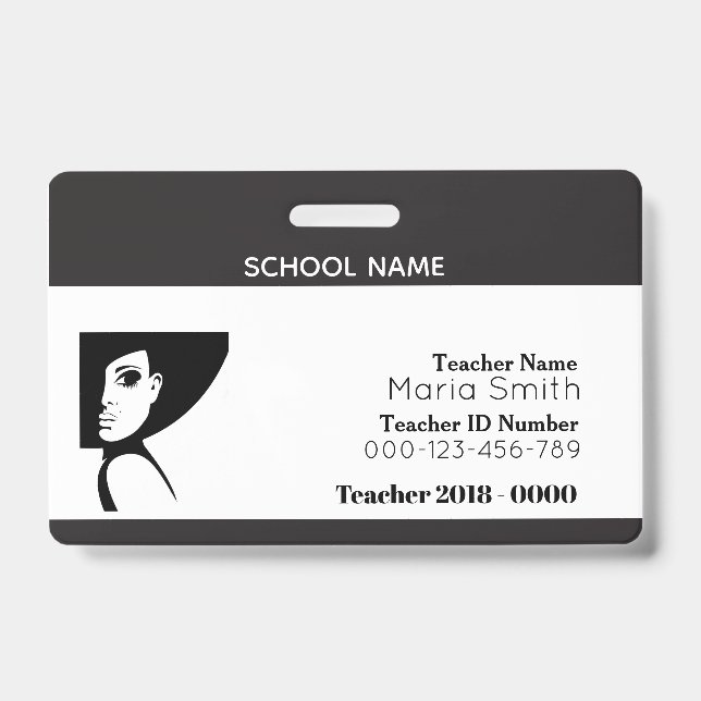 Crachá ID Simples do Professor (Frente)