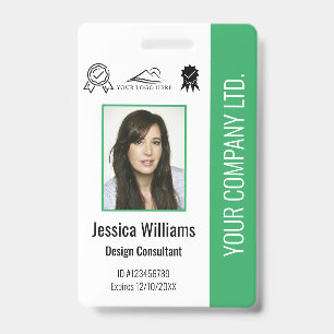 Crachá ID Verde de Certificação de Fotografias de Funci
