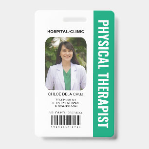 Crachá ID Verde de Terapeuta Físico da Equipe Médica