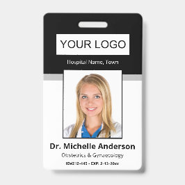 Crachá Identidade de Foto Preta de Funcionário Médico Per