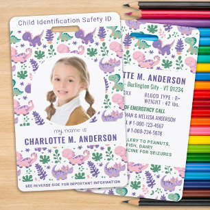Crachá Identificação de Emergência de Foto Infantil Cute