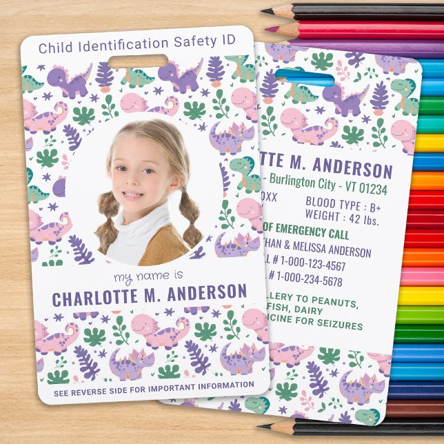 Crachá Identificação de Emergência de Foto Infantil Cute  (Criador carregado)