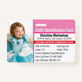 Crachá Identificação de Foto para Identificação de Crianç