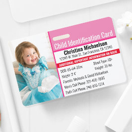 Crachá Identificação de Foto para Identificação de Crianç