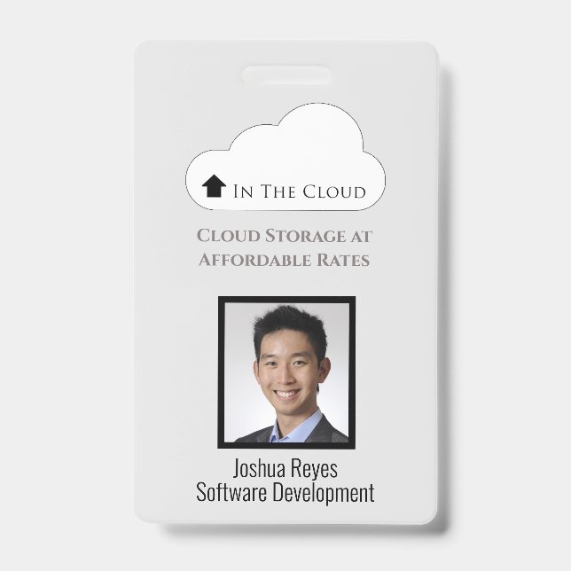 Crachá Identificação do Funcionário Cinza Claro e Preto V (Frente)