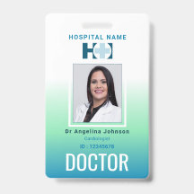 Identificação do Médico Azul Verde Nome e Foto ID