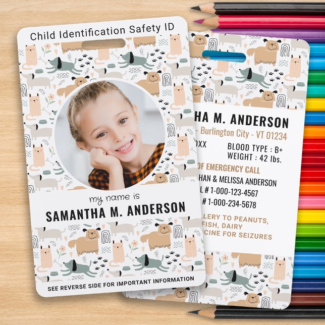 Crachá Identificação Fotográfica Infantil Segurança Cão P (Criador carregado)