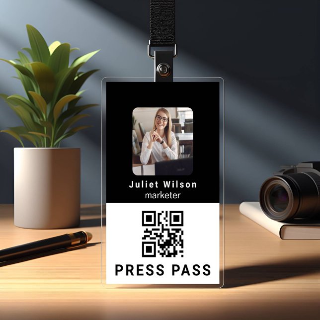 Crachá identificadores legais código qr mídia imprensa cr (Criador carregado)