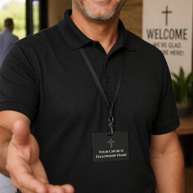 Crachá Igreja de Cruz Simples em Preto e Branco (Criador carregado)