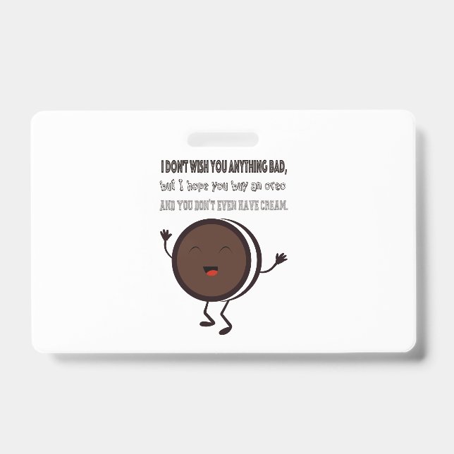 Crachá Ilustração com uma citação sobre Oreo (Frente)