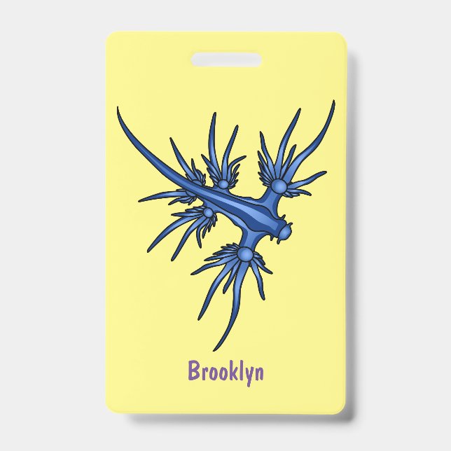 Crachá Ilustração da lesma-do-mar dragão azul (Frente)