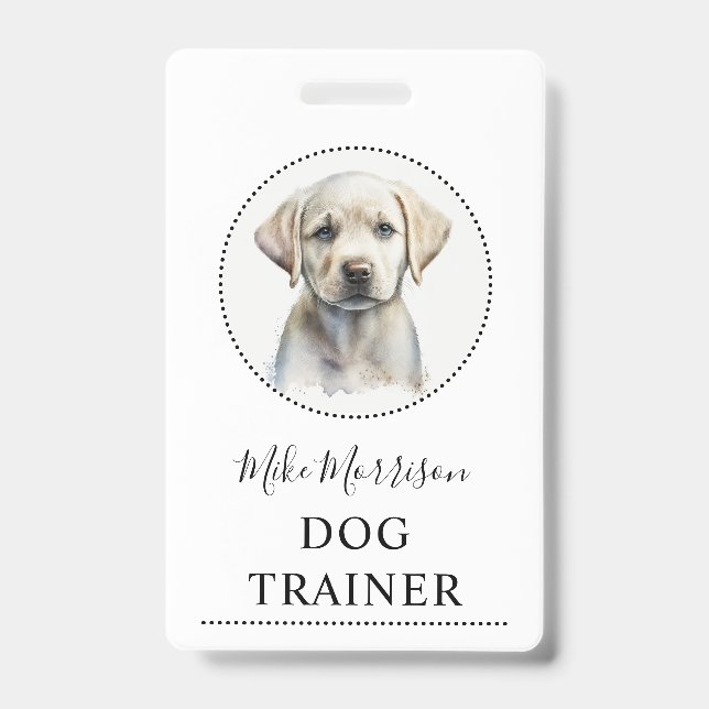 Crachá Ilustração de Cachorrinho Treinador de Cães (Frente)