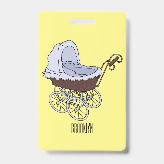 Crachá Ilustração de carrinho de bebê em desenho animado  (Frente)