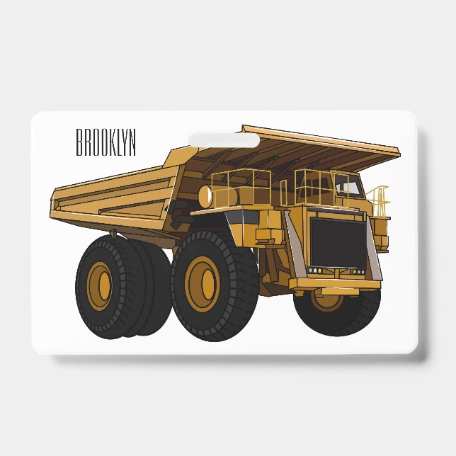 Crachá Ilustração de cartoon de caminhão de transporte (Frente)