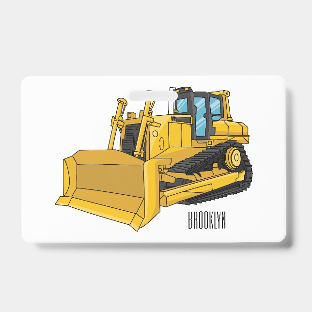 Crachá Ilustração de desenho animado Bulldozer (Frente)